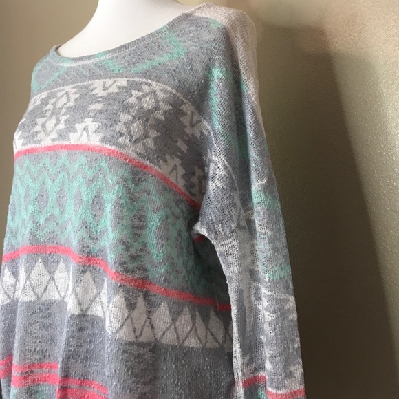 LUNA CHIC Long Knitted Pink Grey Multi Sweater M - Picture 2 of 7